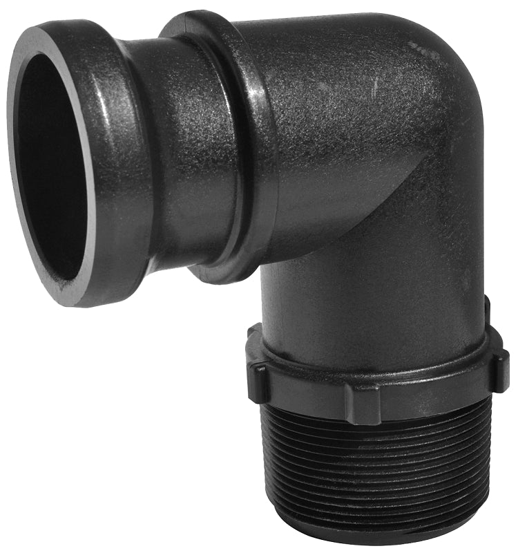 Green Leaf FL Series 200F90 Camlock Coupling, 2 in, Male Adapter x MNPT, 90 deg Angle, Polypropylene, Black