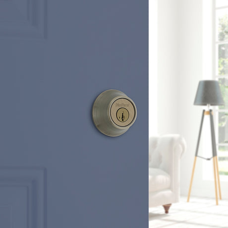 Kwikset 665 Series 665 5 SMT Deadbolt, 3 Grade, Keyed Key, Zinc, Antique Brass, 2-3/8, 2-3/4 in Backset
