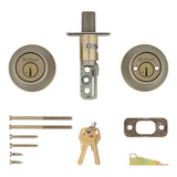 Kwikset 665 Series 665 5 SMT Deadbolt, 3 Grade, Keyed Key, Zinc, Antique Brass, 2-3/8, 2-3/4 in Backset