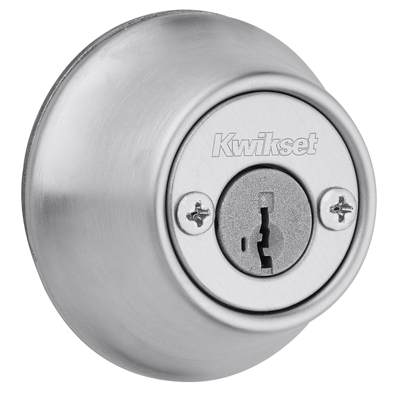 Kwikset 665 Series 665 26D SMT Deadbolt, 3 Grade, Keyed Key, Zinc, Satin Chrome, 2-3/8 to 2-3/4 in Backset, KW1 Keyway