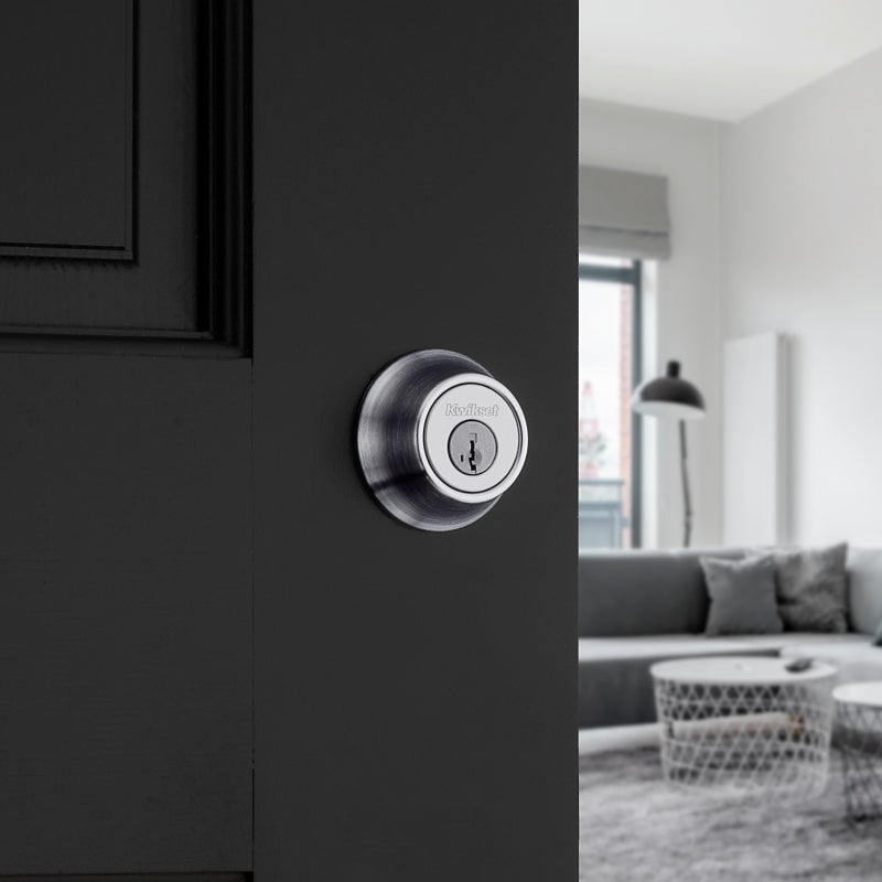 Kwikset 665 Series 665 26D SMT Deadbolt, 3 Grade, Keyed Key, Zinc, Satin Chrome, 2-3/8 to 2-3/4 in Backset, KW1 Keyway
