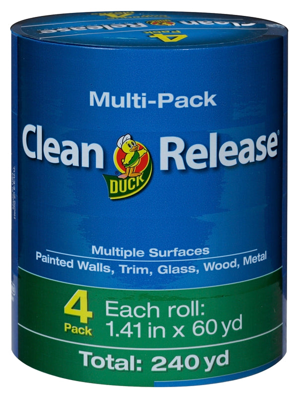 Duck 240460 Painter's Tape, 60 yd L, 1.41 in W, Blue