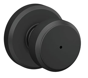 Schlage F Series F40VBWE622 Privacy Lockset, Round Design, Knob Handle, Matte Black, Metal, Yes