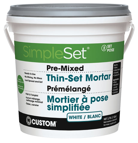 Custom SimpleSet CCTTSG1-2 Series Thinset Mortar, Gray, Paste, 1 gal Pail, Pack of 2