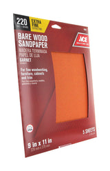 Ace 11 in. L X 9 in. W 220 Grit Aluminum Oxide Sandpaper 5 pk, Pack of 10
