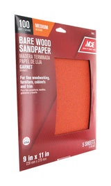 Ace 11 in. L X 9 in. W 100 Grit Garnet Sandpaper 5 pk, Pack of 10
