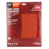 Ace 11 in. L X 9 in. W 100 Grit Garnet Sandpaper 5 pk, Pack of 10