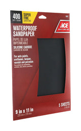 Ace 11 in. L X 9 in. W 400 Grit Silicon Carbide Waterproof Sandpaper 5 pk, Pack of 10