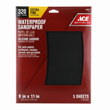 Ace 11 in. L X 9 in. W 320 Grit Silicon Carbide Waterproof Sandpaper 5 pk, Pack of 10