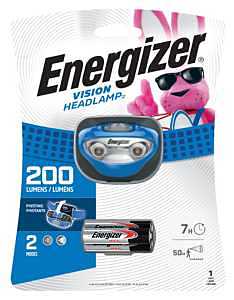 Energizer HDA32E Headlamp, AAA Battery, LED Lamp, 200 Lumens, 50 m Beam Distance, 7 hr Run Time