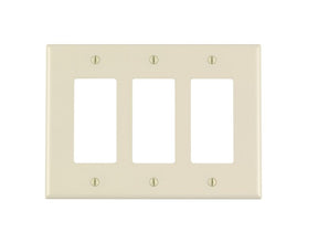 Decora PJ263-T Wallplate, 3-Gang, Thermoplastic Nylon, Light Almond