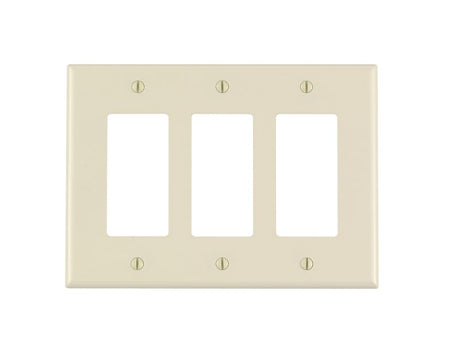 Decora PJ263-T Wallplate, 3-Gang, Thermoplastic Nylon, Light Almond
