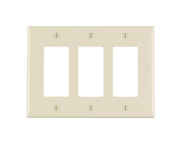Decora PJ263-T Wallplate, 3-Gang, Thermoplastic Nylon, Light Almond