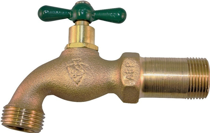 Arrowhead Brass 201LF Arrowhead Hose Bibb with Shank, 1/2 x 3/4 in Connection, MIP x Male Hose Thread, 125 psi Pressure