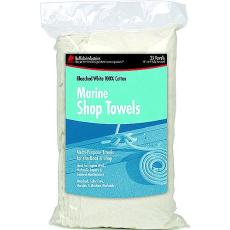 Buffalo 62031C Bleached White Shop Towels, 25/Bag