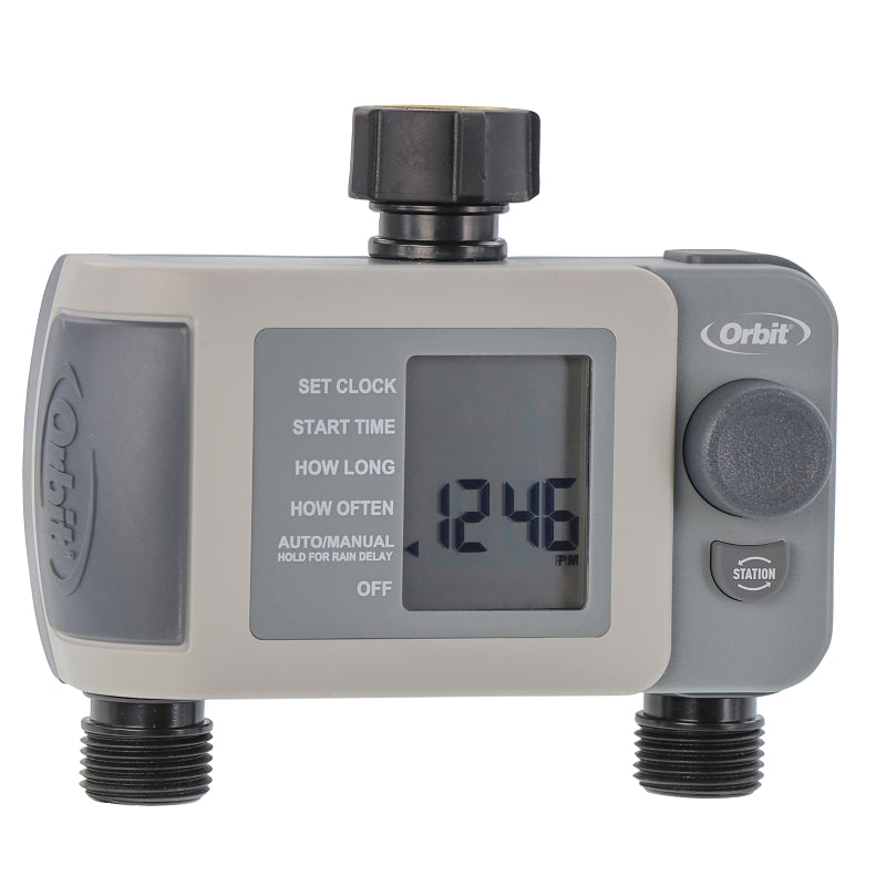 Orbit 24621 Sprinkler Timer, 2 -Zone, 2 -Program, Digital Display, Black/Gray