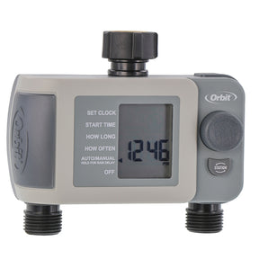 Orbit 24621 Sprinkler Timer, 2 -Zone, 2 -Program, Digital Display, Black/Gray