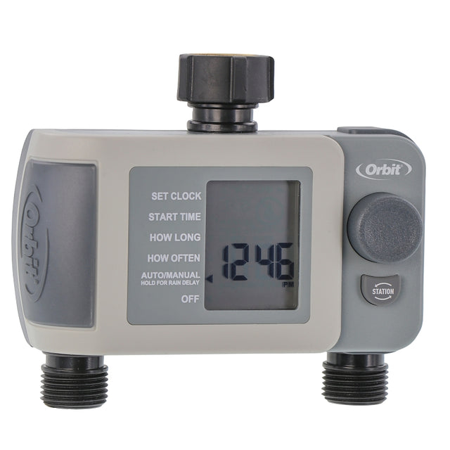 Orbit 24621 Sprinkler Timer, 2 -Zone, 2 -Program, Digital Display, Black/Gray