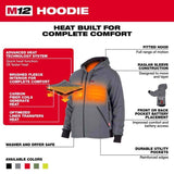 Milwaukee M12 L Long Sleeve Men's Full-Zip Heated Hoodie Kit Gray