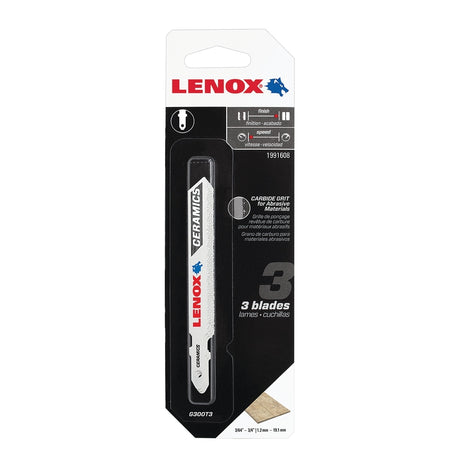 Lenox 3-1/2 in. Carbide Grit T-Shank Abrasive Materials Jig Saw Blade 3 pk