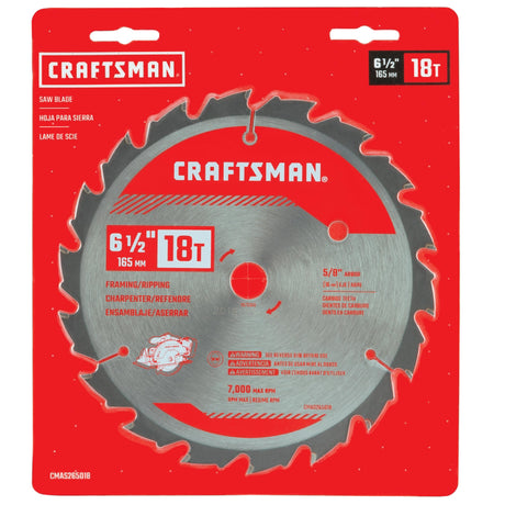 Craftsman 6-1/2 in. D X 5/8 in. Thin Kerf Carbide Circular Saw Blade 18 teeth 1 pk
