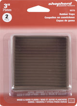 Shepherd Hardware 9078 Caster Cup, Square, 3 in Dimensions, Rubber, Brown, 2/PK
