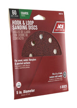 Ace 5 in. Aluminum Oxide Hook and Loop Sanding Disc 60 Grit Coarse 5 pk, Pack of 5