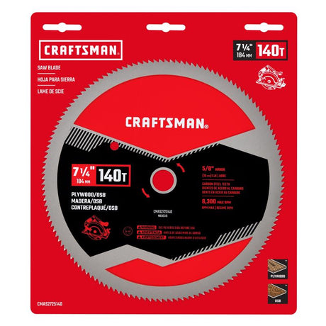 Craftsman 7-1/4 in. D X 5/8 in. Plywood Carbon Steel Circular Saw Blade 140 teeth 1 pk
