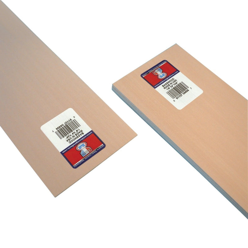 Midwest Products 4404 Basswood Sheet, 1/8 in H, 24 in L, 4 in W, Basswood, Pack of 10