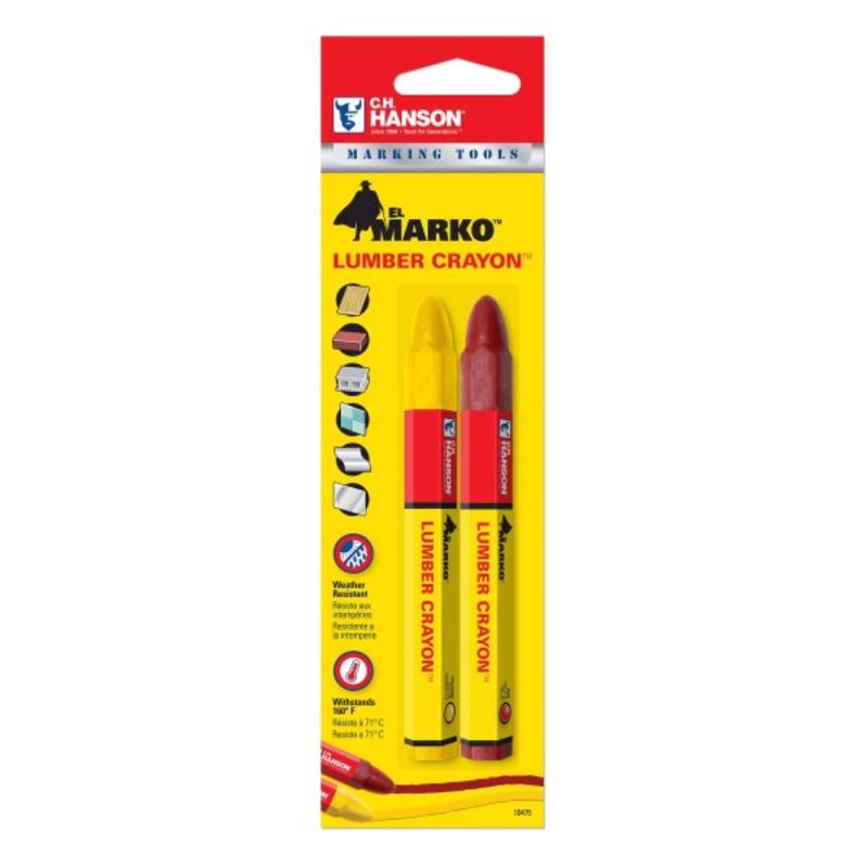 C.H. Hanson 4-1/4 in. L Lumber Crayon Set Red/Yellow 2 pc