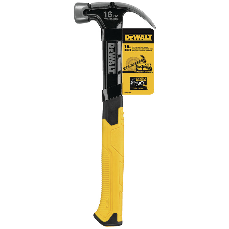 DeWalt 16 oz Smooth Face Curve Claw Hammer 11.75 in. Steel Handle, Pack of 2