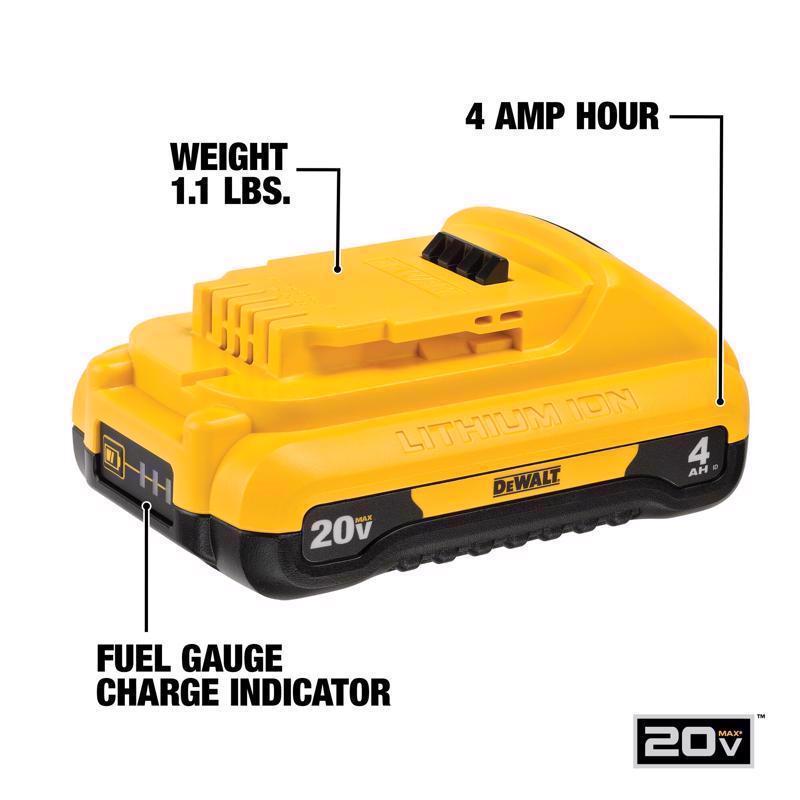 DeWalt 20V MAX DCB240C 4 Ah Lithium-Ion Compact Battery and Charger Starter Kit 2 pc
