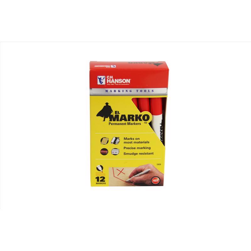 C.H. Hanson El Marko Red Medium Tip Permanent Marker 1 pk, Pack of 12
