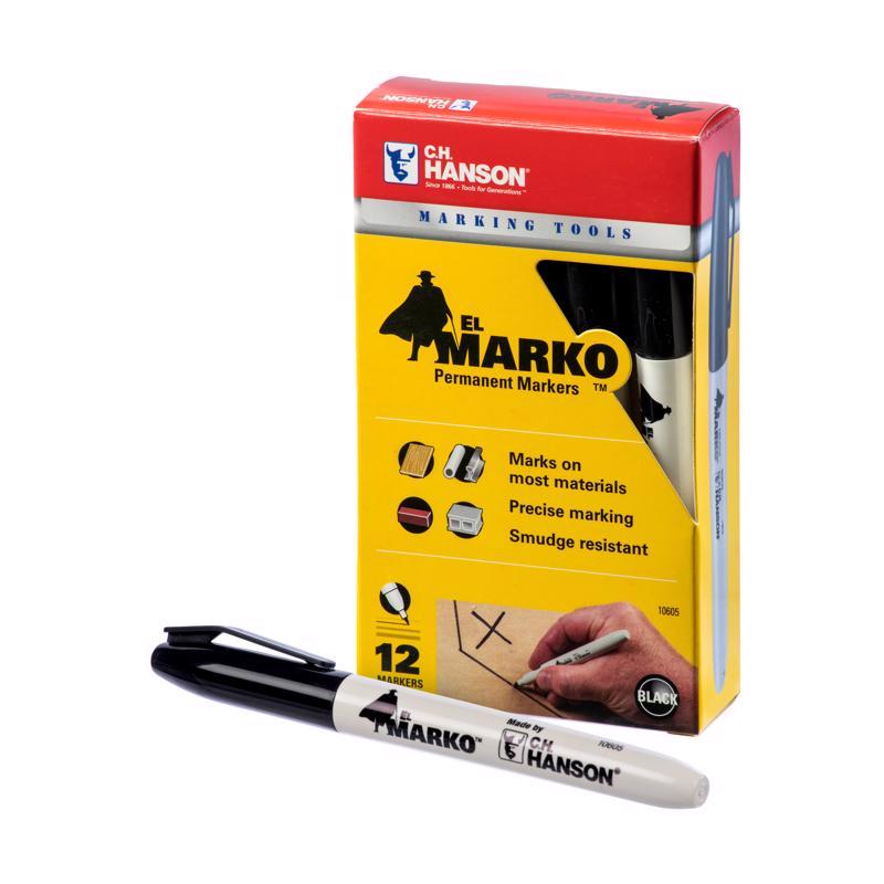 C.H. Hanson El Marko Black Medium Tip Permanent Marker 1 pk, Pack of 12