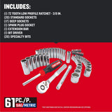 Craftsman 3/8 in. drive Metric and SAE 12 Point Mechanic's Tool Set 61 pc