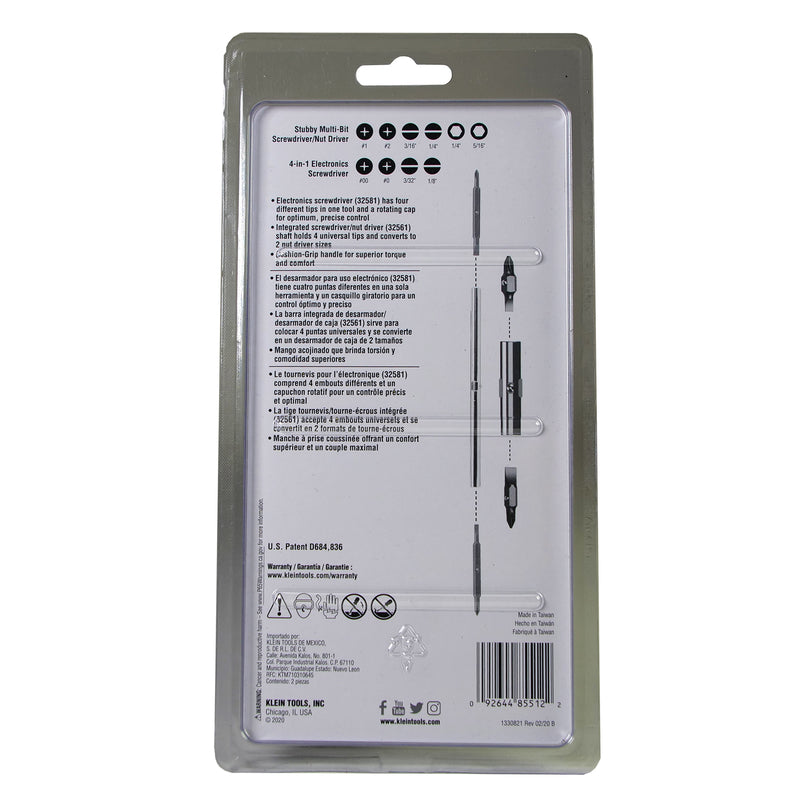 Klein Tools Multi-Bit Screwdriver/Nut Driver Set 2 pc