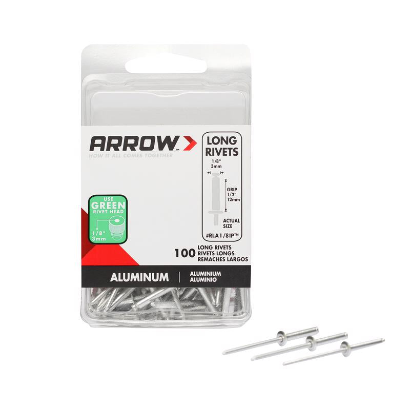 Supreme Rivets Arrow 1/8 in. D X 1/2 in. Aluminum Long Rivets Silver 100 pk ...