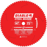 Diablo D1472CF Circular Saw Blade, 14 in Dia, 1 in Arbor, 72-Teeth, Cermet Cutting Edge