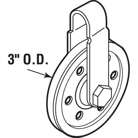 Prime-Line GD 52189 Door Pulley, 3 in Dia, Steel, Galvanized