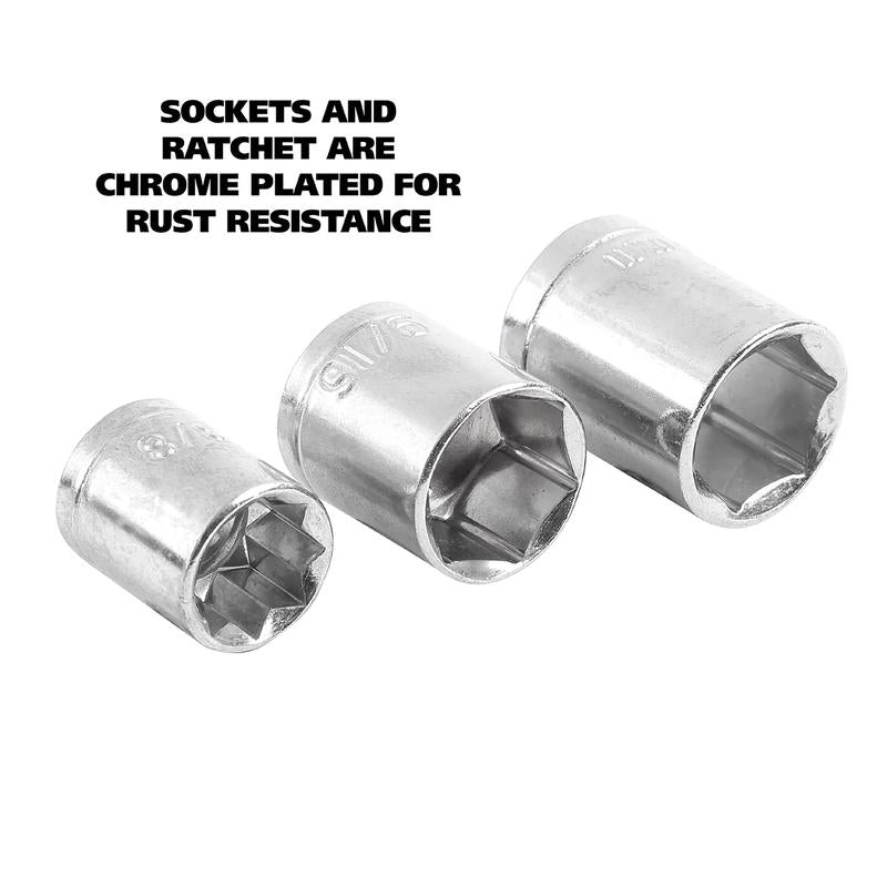 GreatNeck 1/4 and 3/8 in. drive Metric and SAE Ratchet and Socket Set