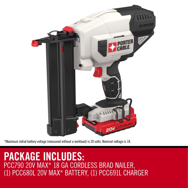 Porter Cable 18 Ga. Cordless Brad Nailer Kit (Battery & Charger) 20 V