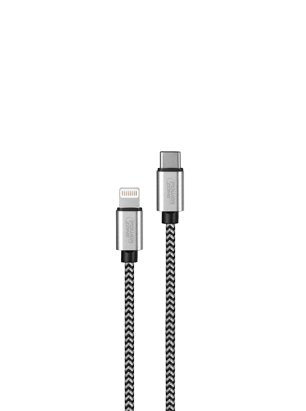 PowerZone KL-029X-2M-LIGHTN Charging Cable, Lightning, Type C, 6 ft L