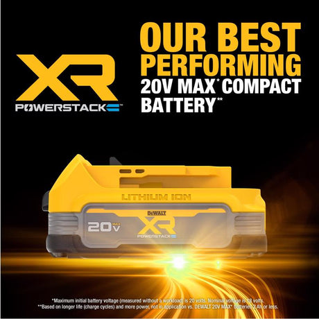 DeWalt 20V MAX XR POWERSTACK DCBP034C 1.7 Ah Lithium-Ion Compact Battery and Charger Starter Kit 2 p