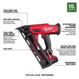 Milwaukee M18 FUEL 15 Ga. 18 Volt Brushless 34 deg Angled Finish Nailer Kit