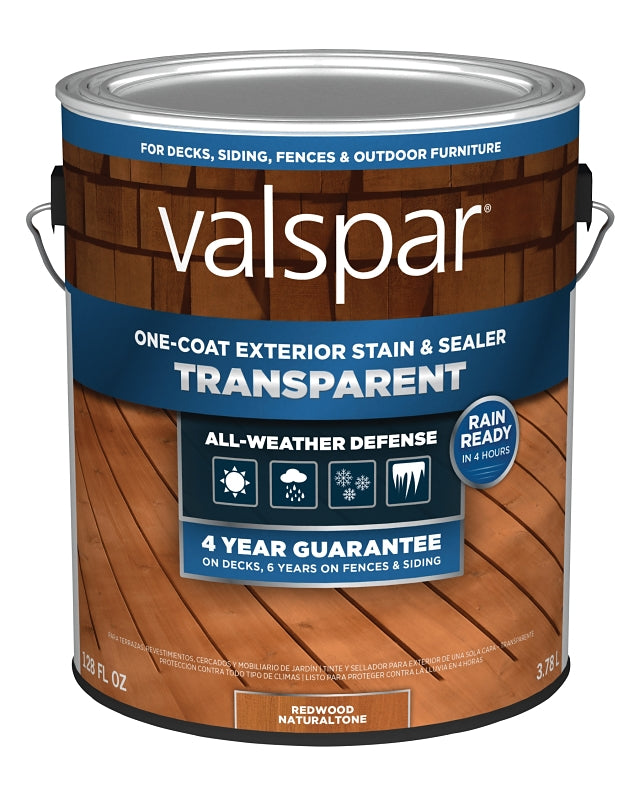 Valspar VL1028081-16 Stain and Sealer, Transparent, Red Natural, Liquid, 1 gal, Pack of 4