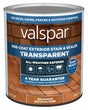 Valspar VL1028080-14 Stain and Sealer, Transparent, Red Natural, Liquid, 1 qt