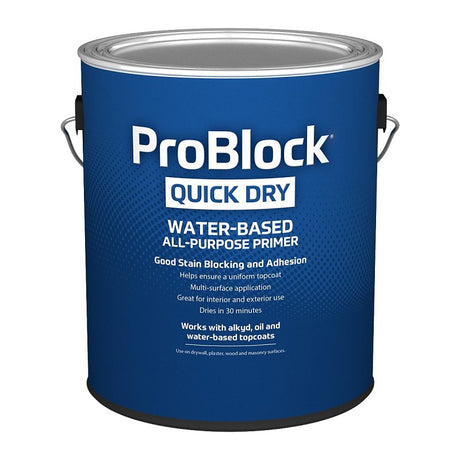 ProBlock Quick Dry Series PB28W0100-16 Exterior/Interior All-Purpose Primer, White, 1 gal, Can, Pack of 4