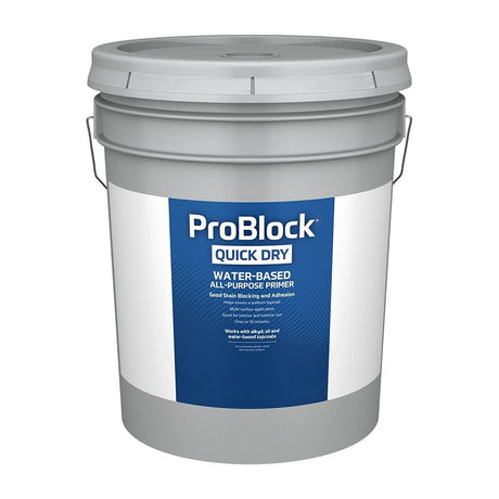 ProBlock Quick Dry Series PB28W0100-20 Exterior/Interior All-Purpose Primer, White, 5 gal, Bucket