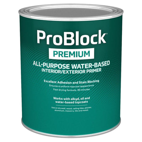 ProBlock Premium Series PB50W0100-14 Exterior/Interior All-Purpose Primer, White, 1 qt, Can, Pack of 4
