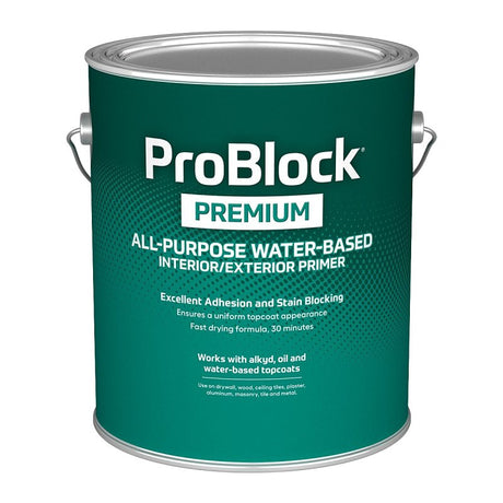 ProBlock Premium Series PB50W0100-16 Exterior/Interior All-Purpose Primer, White, 1 gal, Can, Pack of 4